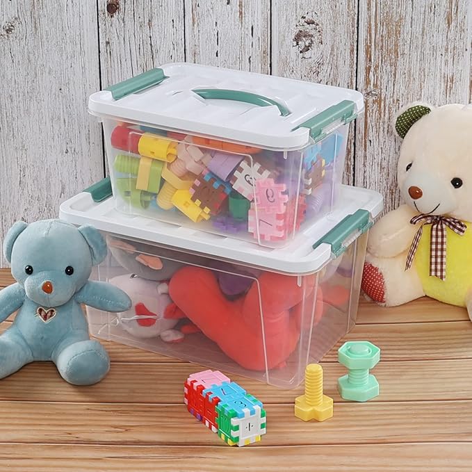 14 Quarts &amp 7 Quarts Storage Bins with Lids 2-pack Clear Plastic Totes Boxes