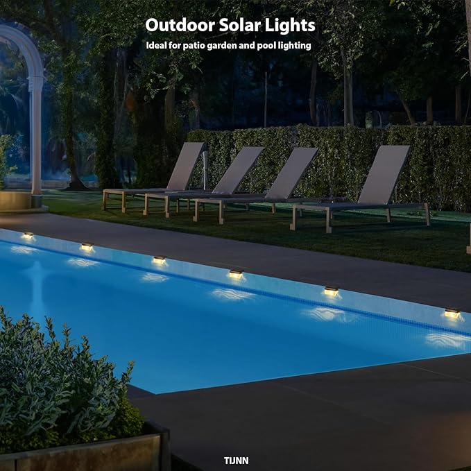 TIJNN Solar Deck Lights Outdoor Lighting Solar Fence Light Waterproof Backyard Essentials Patio Decorfor Outdoor Stairs Step Fence Yard Patio- 6 Pack