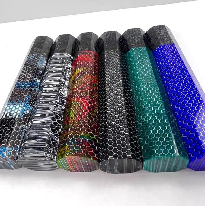 1PC Japanese Octagonal Honeycomb Knife Handle Blank DIY Replacement in Blue Fits for Home Kitchen Chef