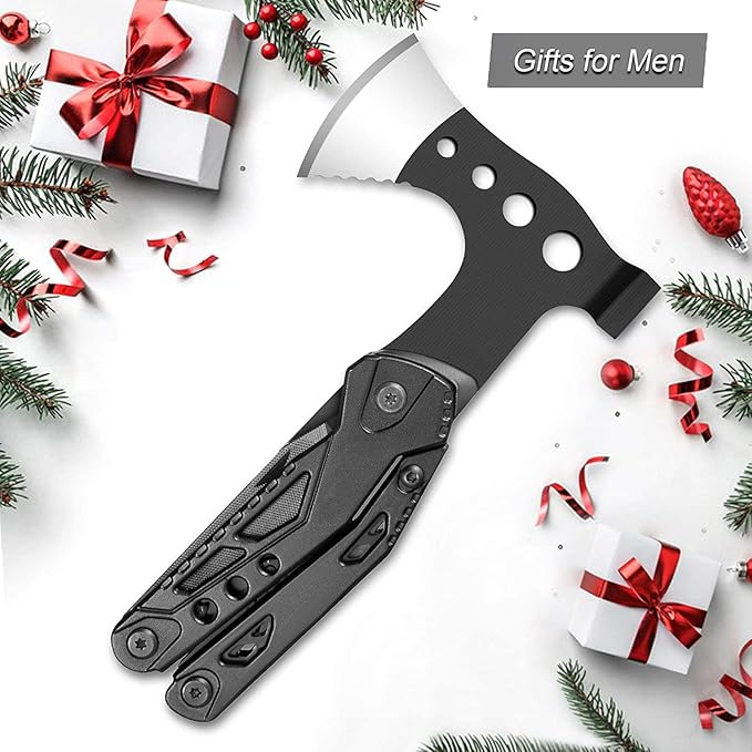 Survival‑Ready Camping Multitool – All‑in‑One with Knife Hammer Saw &amp Pliers Durable Sheath Perfect Christmas/Birthday/Father's Day Gift for Men Dad Husband &amp Boyfriend-Hatchet