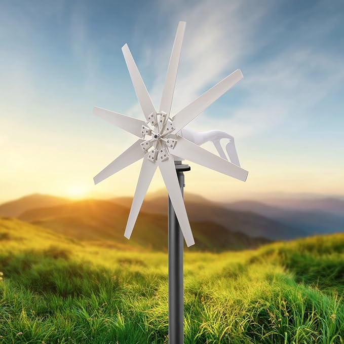 Wind Turbine Generator 600W Charge Controller Wind Generator Kit 12V Wind Turbine Machine 8 Blade Wind Power Generator Wind Power Tool for Boats Homes RVs Cabins Hybrid Solar Wind System