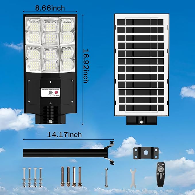 Solar Flood Lights Outdoor 3000W with Motion Sensor 20000LM Super Bright Waterproof Security Lights for Backyard Driveway Garden Yard Garage - Ideal for Homeowners &amp Businesses