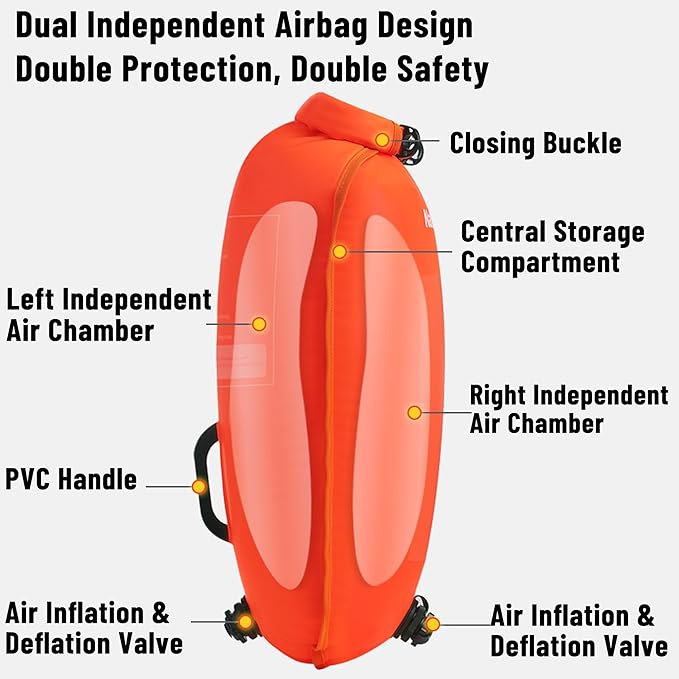 Naturehike Dry Bag for Open Water 18L/25L Waterproof Dry Bag with Adjustable Waist Belt Roll Top Backpack Swim Bubble for Safty Swimming Training Snorkeling Kayaking Boating