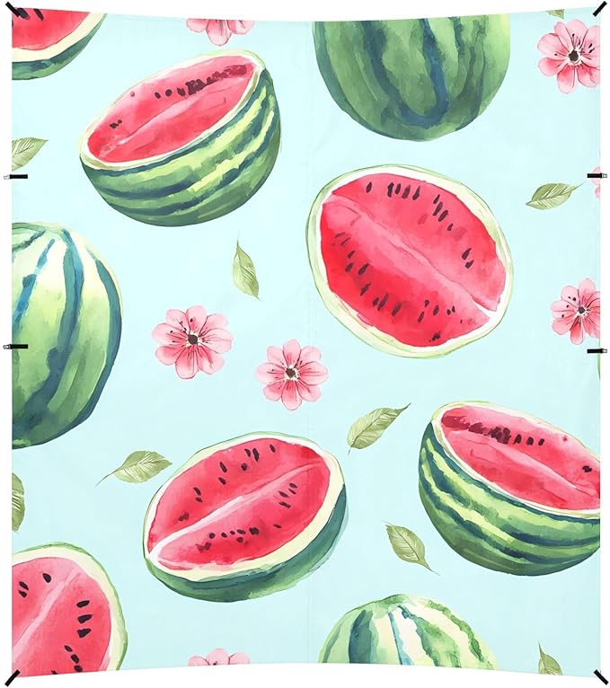 ALAZA Watermelon Green Background Pattern Beach Tent Sun Shelter Portable Canopy Sunshade for Outdoor Camping Picnics Backyard Fun 10x9 ft