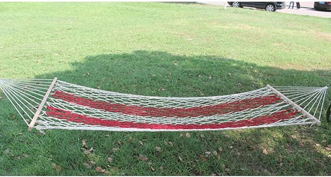 Portable Hammock Mesh Camping Hammock Thick Rope Hammocks with Sticks for Outdoor/Indoor Patio Backyard for Backpacking Beach (Color : White)