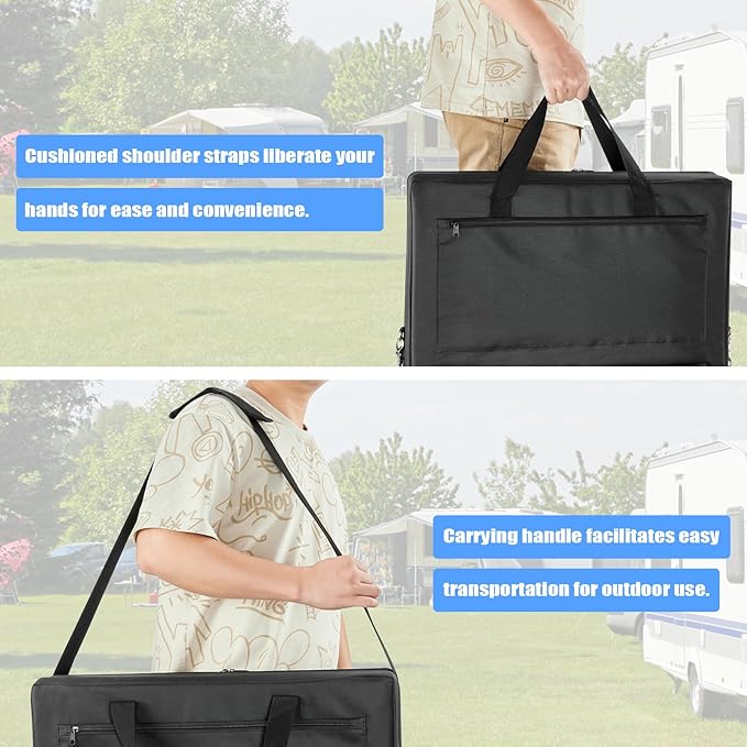 Solar Panel Storage Bag Compatible with Jackery Solar Panel 100 WattPadded Solar Panels BagSolar Panels Carrying Case with 2 Pockets (22 x 4.72 x 25.6inBlack)