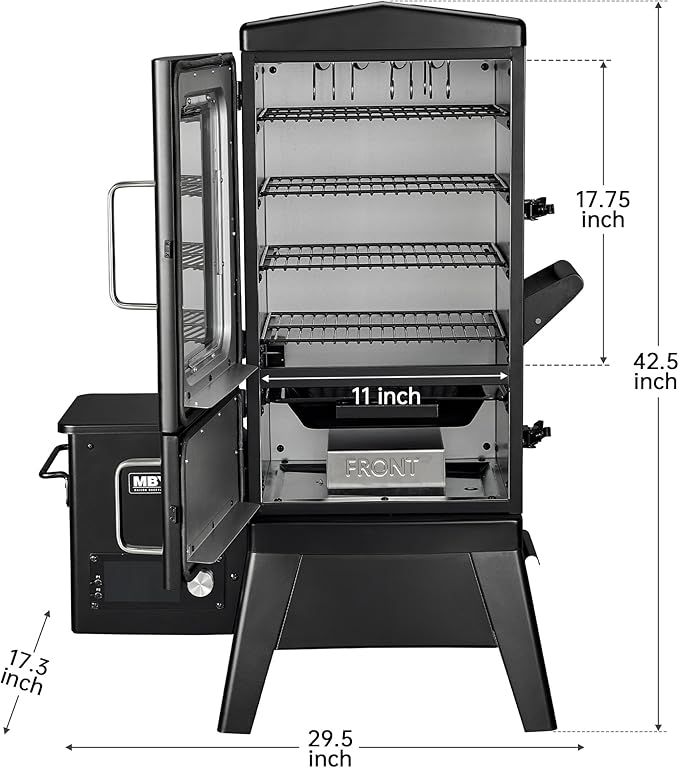 Vertical Pellet Smoker with Cover &amp Meat Probe 4-Rack Electric BBQ Smoker Grill 616 sq in Cooking Space Digital LED Temperature Control for Outdoor Smoking Ribs Brisket Chicken &amp Sausage