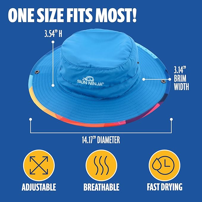 SUN NINJA Portable Shower and Bucket Hat Bundle with Multi-Spray Shower Head Neoprene Cover UPF 50+ Reversible Sun Hat Shoulder Strap - Outdoor Camping Beach Hiking &amp Sun Protection