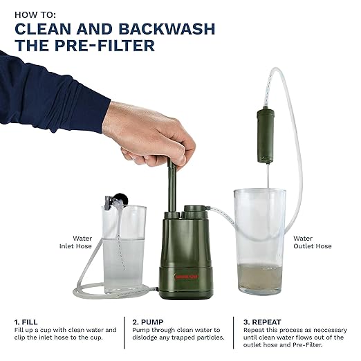 Survivor Filter PRO Extender Series – Portable Water Filter Pump with Extra Replacement Filters – Tested in USA Labs – Bacteria Parasite and Virus Removal – Ultimate Survival &amp Backpacking Gear