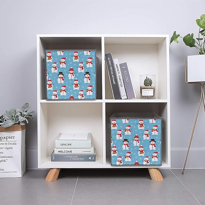 Convenient Closet Organizer Bins Christmas Snowman Foldable Storage Cubes for Clothes Shoes Neat Storage Solution