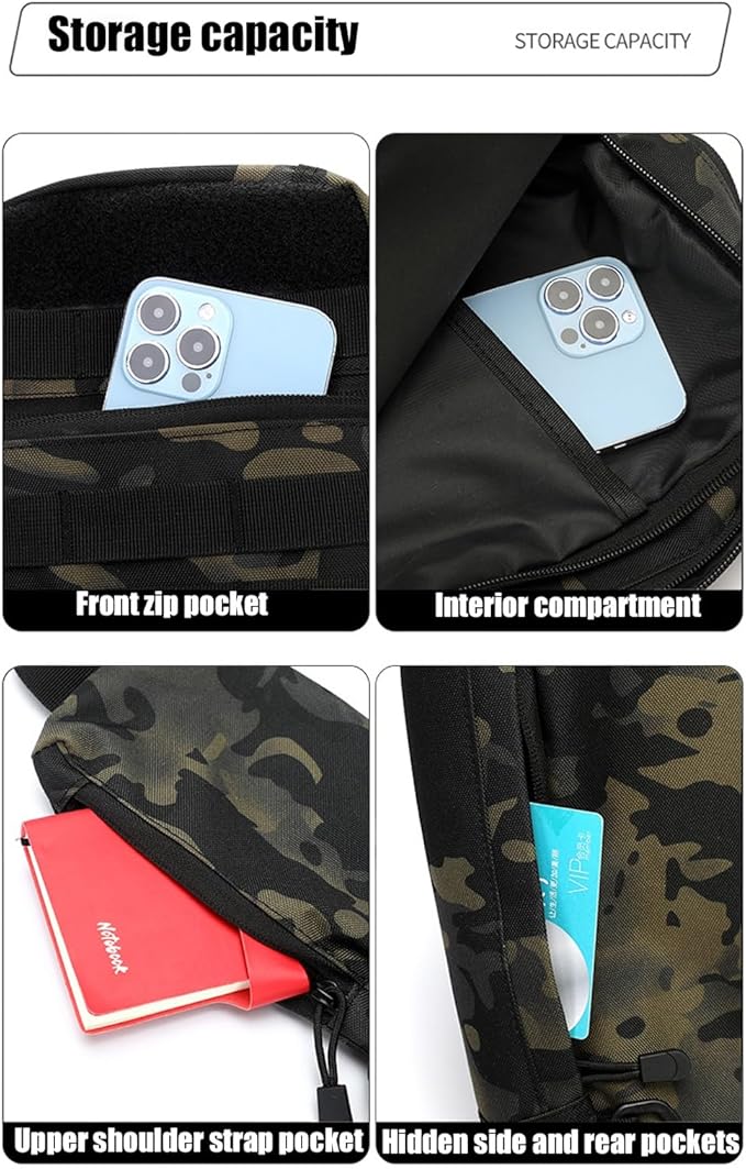 Outdoor Camping Chest Bag for Men Adjustable Military EDC Molle Backpack for Traveling Cycling Sports Climbing Hiking
