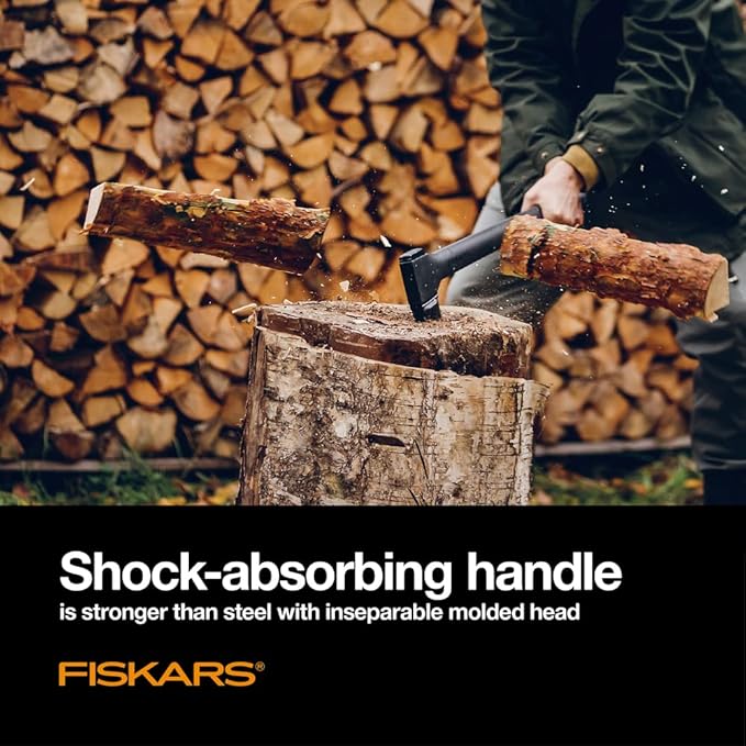 Fiskars X11 Splitting Axe Hatchet 17 Tree Branch Cutter and Wood Axe for Small Logs with Shock-Absorbing Handle