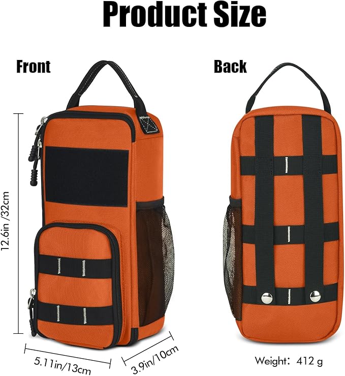 LAKE OF FIRE 12.6 Small Tool Bag Pouch for Men with Multiple Pockets Waterproof Heavy Duty Tool Bag Organizer with Zipper and Portable Handle (Orange)