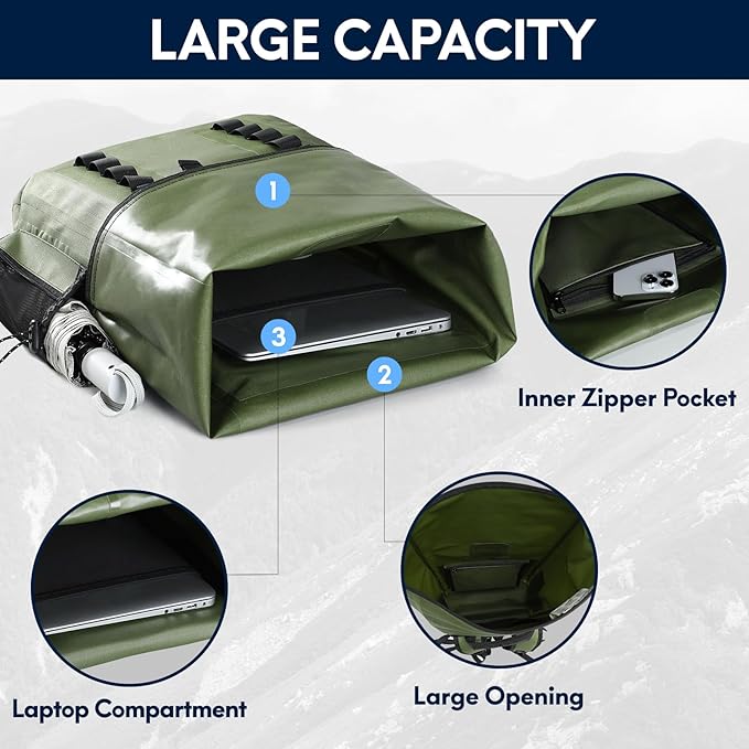 Haimont Waterproof Dry Backpack 30L TPU Lightweight Roll Top Dry Bag for Men Women Beach Kayaking Travel Hiking