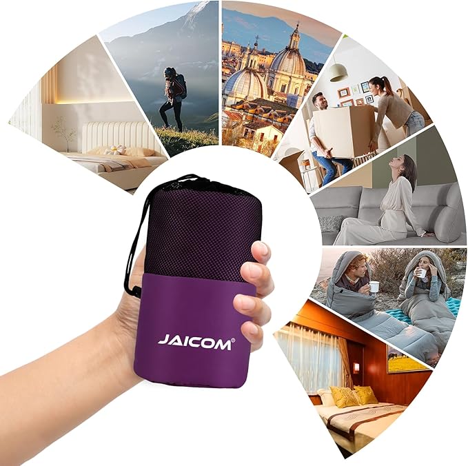 JAICOM Sleeping Bag Liner Travel Sheets &amp Adult Sleep Sack Ultralight and Portable Summer Sleeping Bag - Ideal for Backpacking Hotels and Hostels Business Trips Camping
