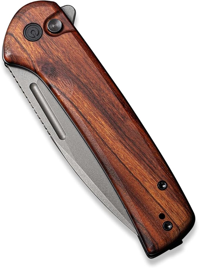 CIVIVI Pocket Knife for EDC Conspirator Button Lock Folding Knife 3.48 Nitro-V Blade Cuibourtia Wood Handle C21006-3
