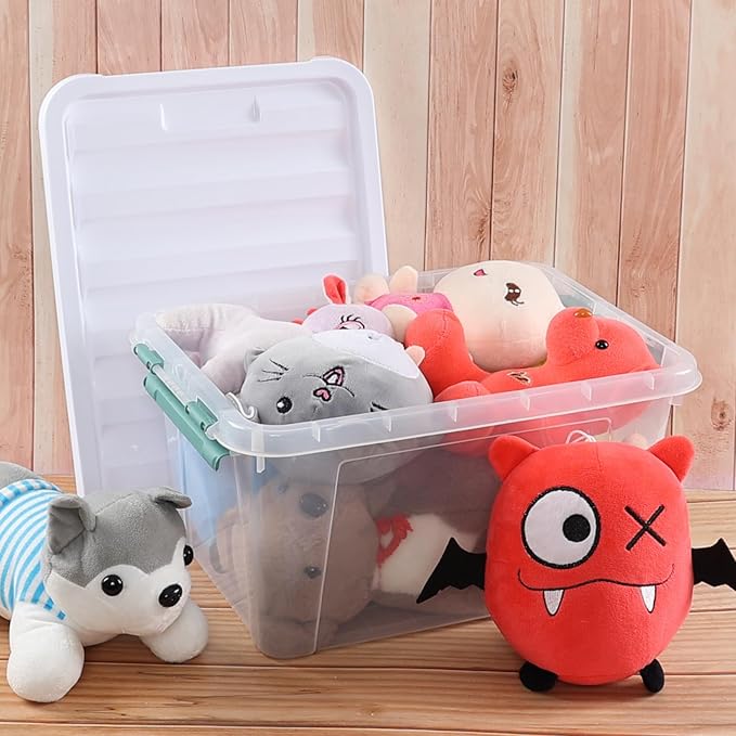 Quickquick 20 Quart Plastic Clear Latching Box 6-Pack Clear Storage Box