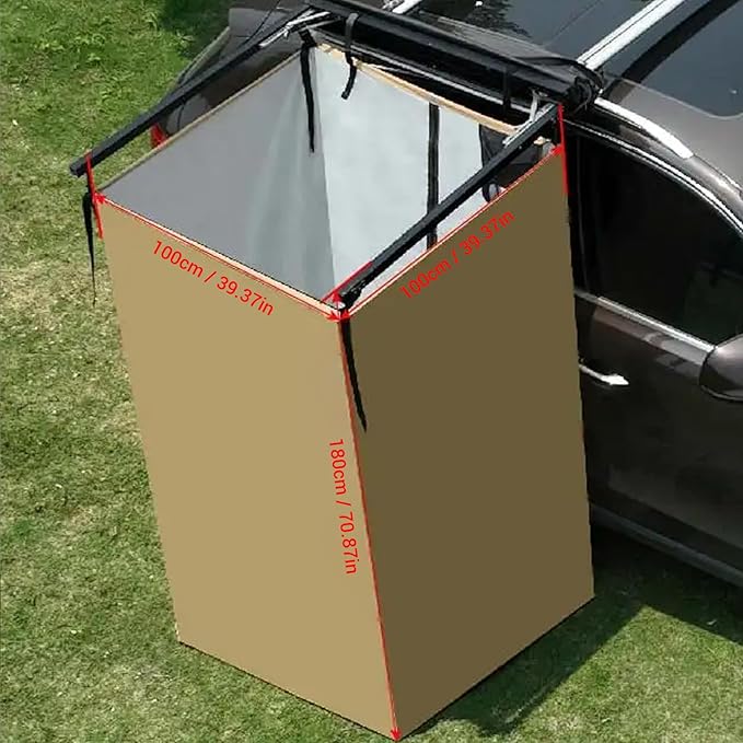 SUNGOOYUE Vehicle Side Shower Tent Oxford Fabric Portable Privacy Shelter Instant Changing Room Without Poles for Camping Beach and Road Trips Outdoor Shower