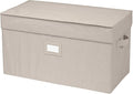 Covermates Keepsakes Storage Box Heavy Duty Polyester Organizer Bin Stackable Design Reinforced Handles ID Window Closet Garage Home Storage Beige Heather