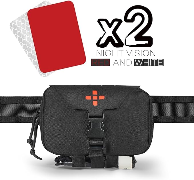 Ifak Pouch-Rapid Deployment Tactical MOLLE Trauma Kit Pouches Quick Release Tear-Off Medical First Aid Kit Organiser with Red Immediate Identify for Emergency Surviva.