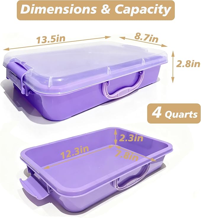 4 Qt (3.8L) Sensory Bin With Lid - 3 Pack Stackable Storage Sensory Bins with Lids Portable Sandbox Organizers Sand Arts Crafts (Blue Green Purple)