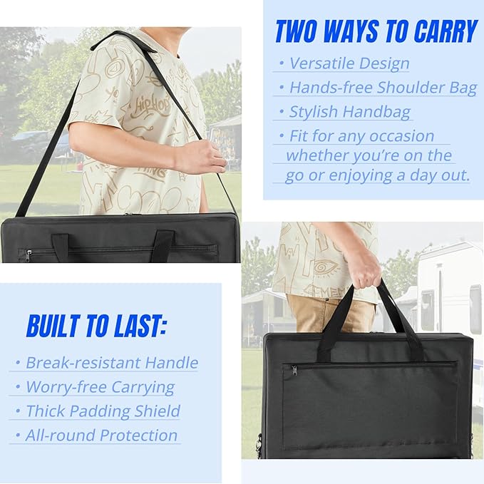 Solar Panel Storage Bag Compatible with Jackery Solar Panel 100 WattPadded Solar Panels BagSolar Panels Carrying Case with 2 Pockets (22 x 4.72 x 25.6inBlack)