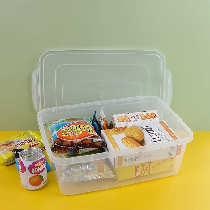 Inhouse 14 Quart Clear Storage Bin Plastic Latching Box/Container with Lid Shoe Boxes Set of 4