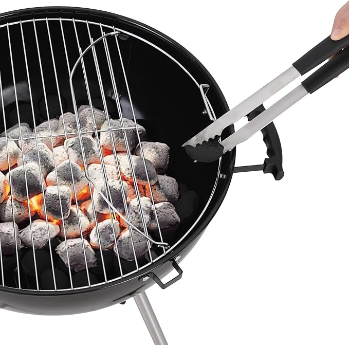 GREEN PARTY 22 inch Kettle Charcoal BBQ Grill with Wheels Portable Charcoal Grill with Porcelain-Enameled Lid &amp Ash Catcher for Outdoor Cooking Barbecue Camping Picnics Tailgating Black