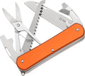 Fox Knives Vulpis FX-VP130-SF5 Slipjoint EDC Pocket Knife 5-in-1 Multitool - 2.17in Blade Hacksaw Bottle Opener Can Opener Scissors Flat Head Screwdriver - Every Day Carry (Orange)