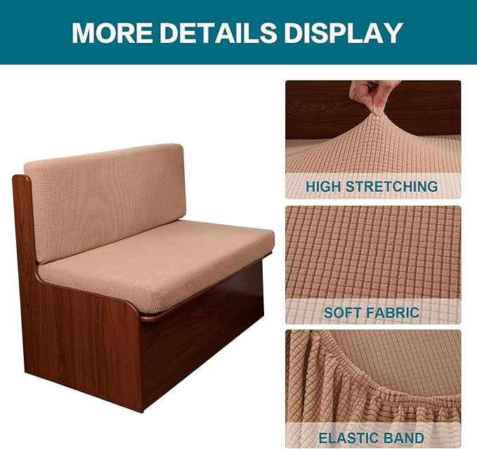 KRFOONN RV Dinette Cushion Covers Stretch Camper Cushions Cover Replacement Couch Cushion Slipcovers Washable Loveseat Slipcovers for Travel Trailer Couch (2 Backrest Cover &amp 2 Bench Cover Brown)