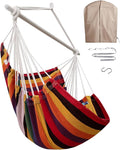 Miztli Hammock Chair with Hanging Chair Cover – Max 500 Lbs Steel Spreader Bar with Anti-Slip Rings Comfortable Indoor &amp Outdoor Hanging Chair – Includes Protective Waterproof Cover (57x45.5 in)