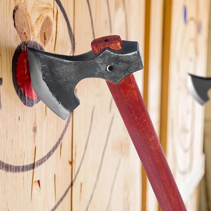 16.2 Viking Style Throwing Axe Set of 2 1065 High Carbon Steel Bearded-Edge Tomahawk with Beech Wood Handle Red Anti-Slip Design for Adults Competition &amp Outdoor Recreation