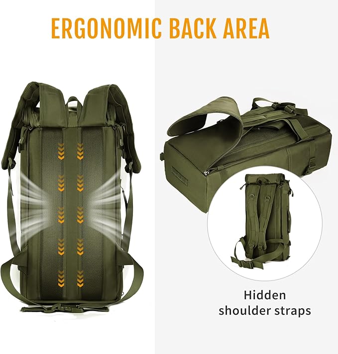 HUNTVP 50L 3 Way Tactical Backpack Military MOLLE Assault Backpack Modular WR Bag