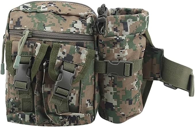 Waterproof Nylon Fanny Pack Men Tactical Military Army Waist Bag Hiking Outdoor Camping Shoulder Bum Belt Bum Sport Chest Bags(Jungle Digital)