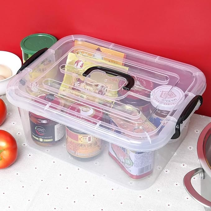 8 Quart Clear Storage Bin with Handle 2 Packs