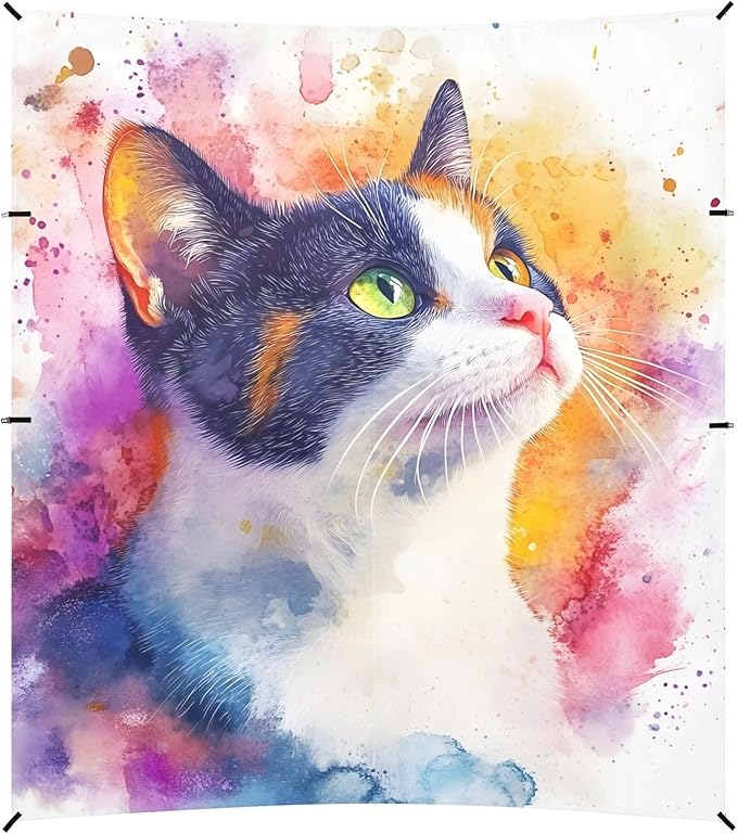 ALAZA Watercolor Cute Cat Beach Tent Sun Shelter Portable Canopy Sunshade for Outdoor Camping Picnics Backyard Fun 10x9 ft