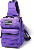Tactical Sling Bag for Men Shoulder Bag Backpack Small Molle Assault Range Bags Chest Pack Day Pack Diaper Bag (Purple)