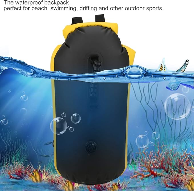60l Dry Bag Double Air Nozzle Water Proof Backpack Electrostatic Adsorption Dry Storage Bag Backpack with Shoulder Strap for Travel Swimming Boating Kayaking