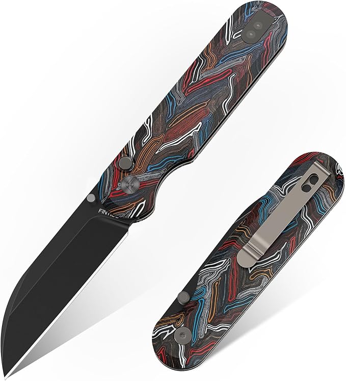 FINTISO Pocket Knife 3 14C28N Blade with Titanium EDC Knife with Colorful G10 Handle Perfect for Outdoor Camping Hunting Hiking Outdoor Activities Parrot Series