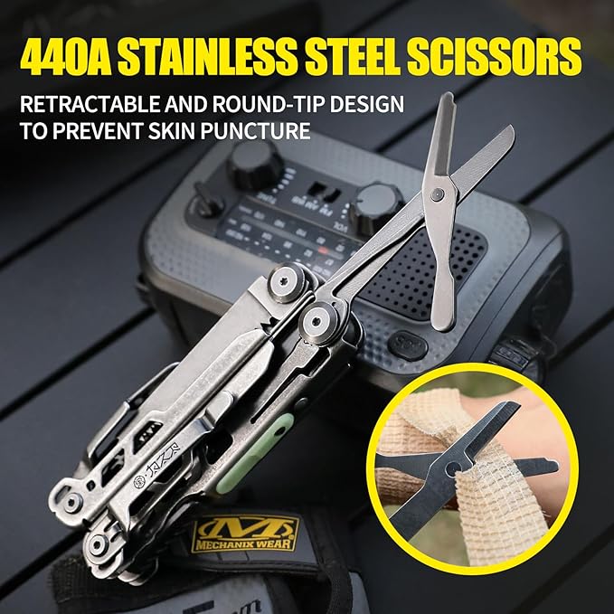25-in-1 MultitoolPliers with VG10 Steel &amp 14 Screwdriver Bits Stainless Steel Multi Tool for Camping Outdoor Survival Home Repair – Gift for Men &amp Dad
