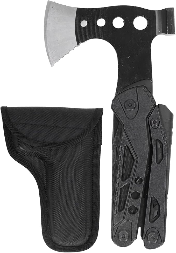 Stainless Steel Multifunctional Foldable Axe Hammer Pliers Camping Tool for Outdoor Enthusiasts Survivalists Hikers Campers