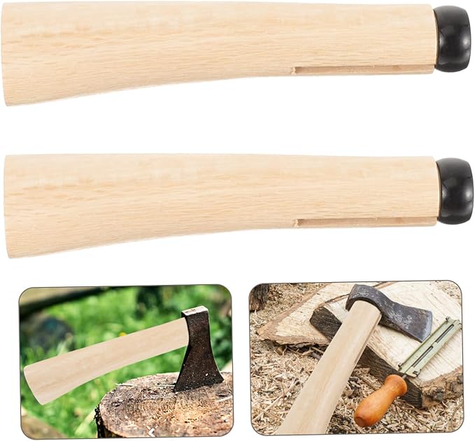 balacoo 2-Piece Wooden Replacement Handle for Hatchet Sturdy Oak Wood Grip for Axes Convenient Repair Handle for Camping and Outdoor Use