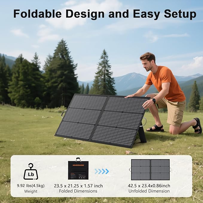 110W Portable Solar Panel IP67 Waterproof Foldable 110 Watt Solar Charger High 23.5% Efficiency for Outdoor Camping Portable Power Station RV