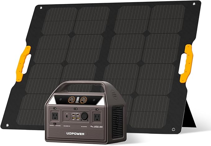 C600 Solar Generator with 120W Solar Panel - 600W Portable Power Station(Surge 1200W) AC Output 595Wh LiFePO4 Battery for Camping Travel RV Emergency Power Backup(Brown)