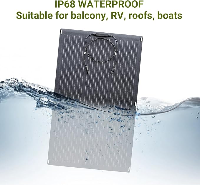 ALLPOWERS SF200 200W Flexible Solar Panel Ultra-Thin 3mm Bendable Monocrystalline Solar Charger 25% Efficiency IP68 Waterproof for RV Roof Camping Marine Use