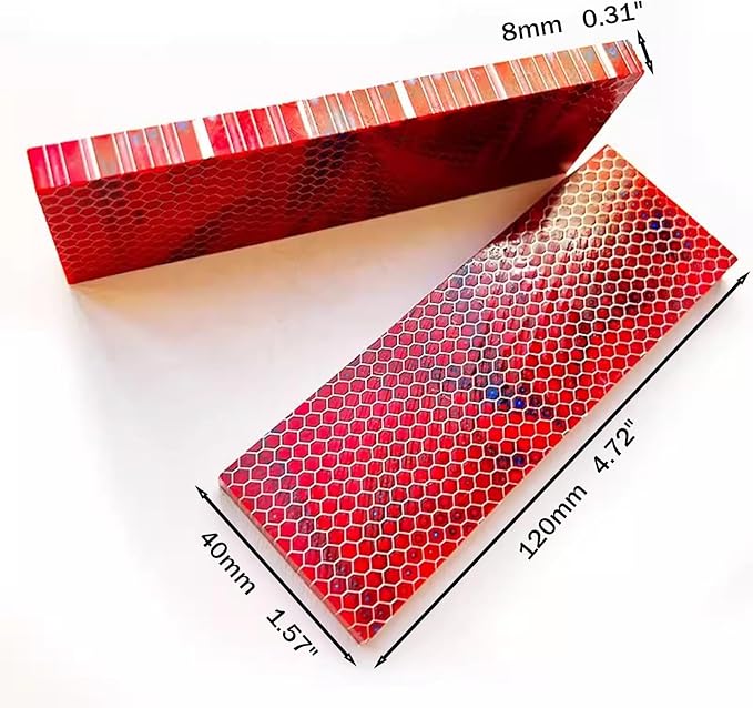 Red Blue Resin Knife Handle Blank Material 2pcs DIY Honeycomb Structured Textured Tool Patch