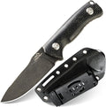 Fixed Blade Knife with Kydex Sheath &amp Clip 3.9 8CR Steel Blade Micarta Handle Full Tang Camping Knife for Outdoor Adventures Bushcraft Survival Hunting Hiking FX01 (Black)
