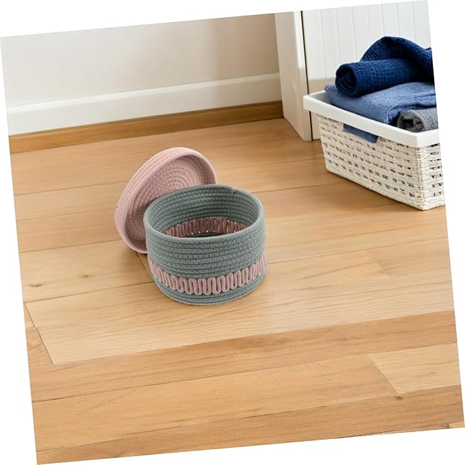 KOMBIUDA 001g Cotton Rope Storage Basket Lid Multi-purpose Woven Organizer for Toys Nursery Supplies and Home Decor Elegant Design for Efficient Organization