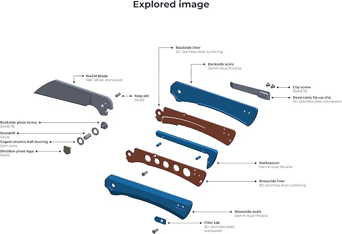 SHIELDON Rain Folding Knife Stonewash 3inch Sheepsfoot Blade Micarta Handle Outdoor Folding Knife with Deep Carry Clip