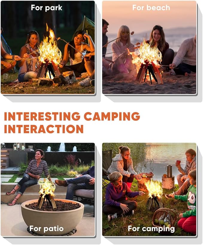 Mocomax Vertical Fire Pit Grate Metal Portable Fire Place Log Grate 12 Inch Firepit Top Section for Indoor Outdoor Use Low Smoke High Heat